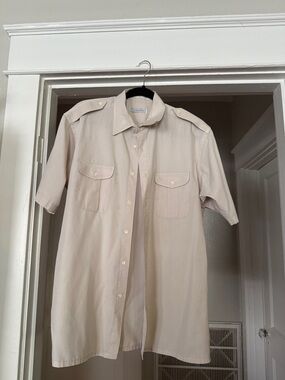 Vintage Dior Beige Short Sleeve Button-Down Shirt Size Large